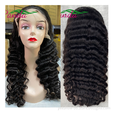 100 deep Wave Virgin Human Hair HD Lace Front Wig Pre Plucked 13*4 Cuticle Aligned Human Virgin Hair Wig Double Drawn